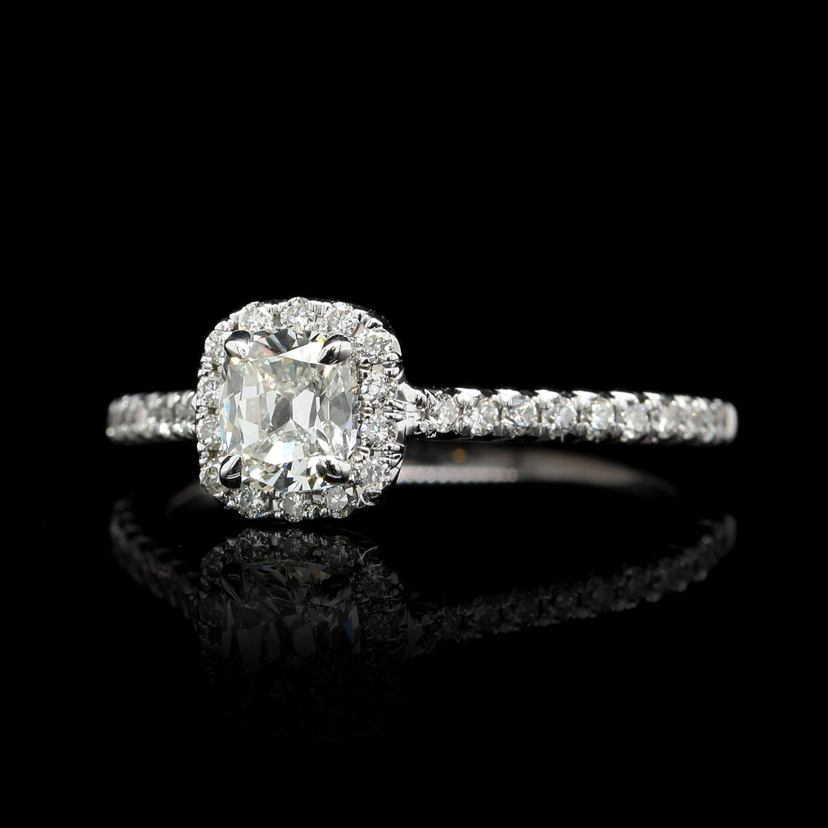 Henry Daussi 18K White Gold Estate Diamond Halo Ring