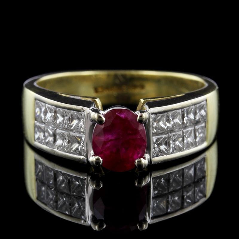 18K Two-Tone Gold Estate Ruby and Diamond Ring