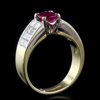 18K Two-Tone Gold Estate Ruby and Diamond Ring