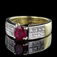 18K Two-Tone Gold Estate Ruby and Diamond Ring