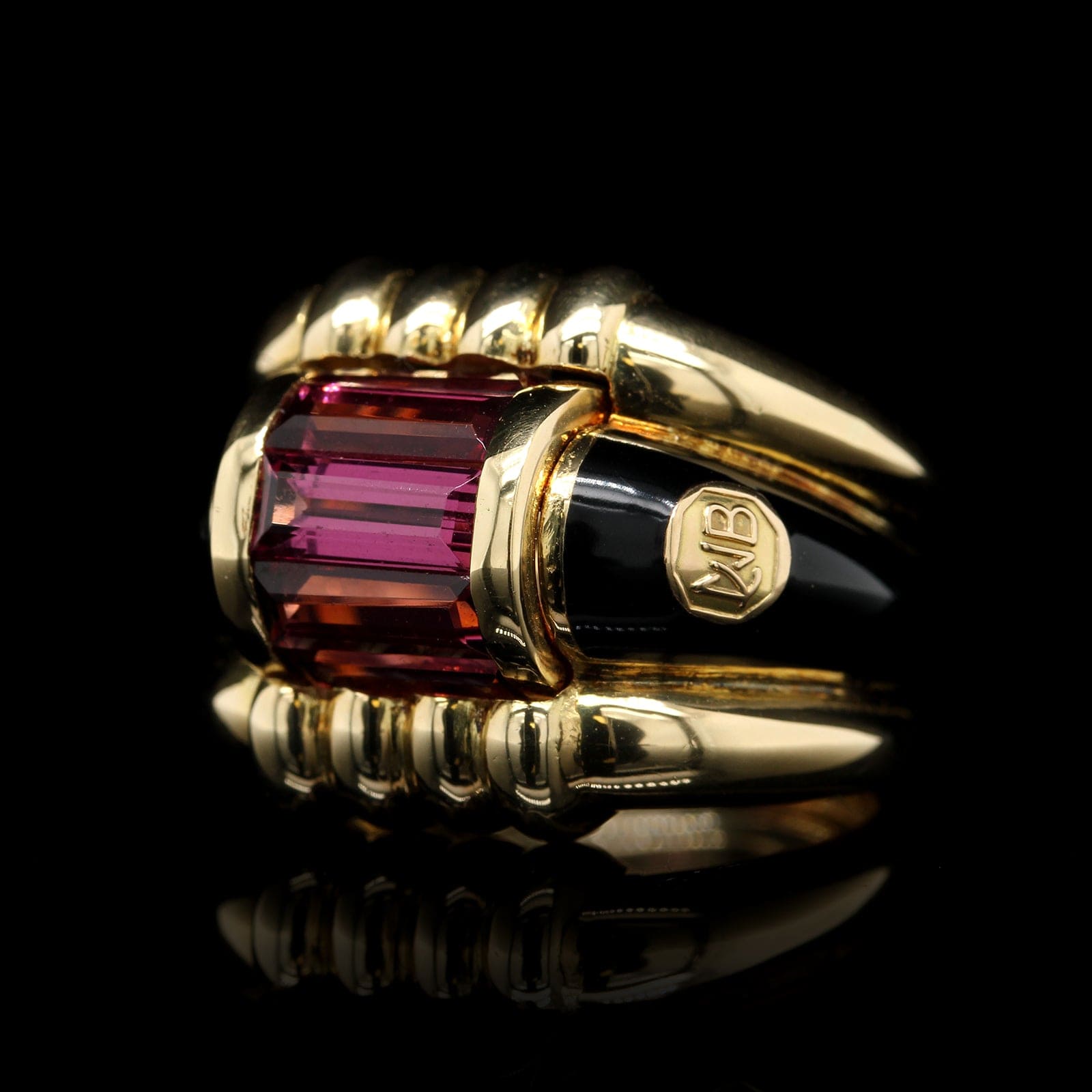 La Nouvelle Bague 18K Yellow Gold Estate Garnet and Enamel Ring