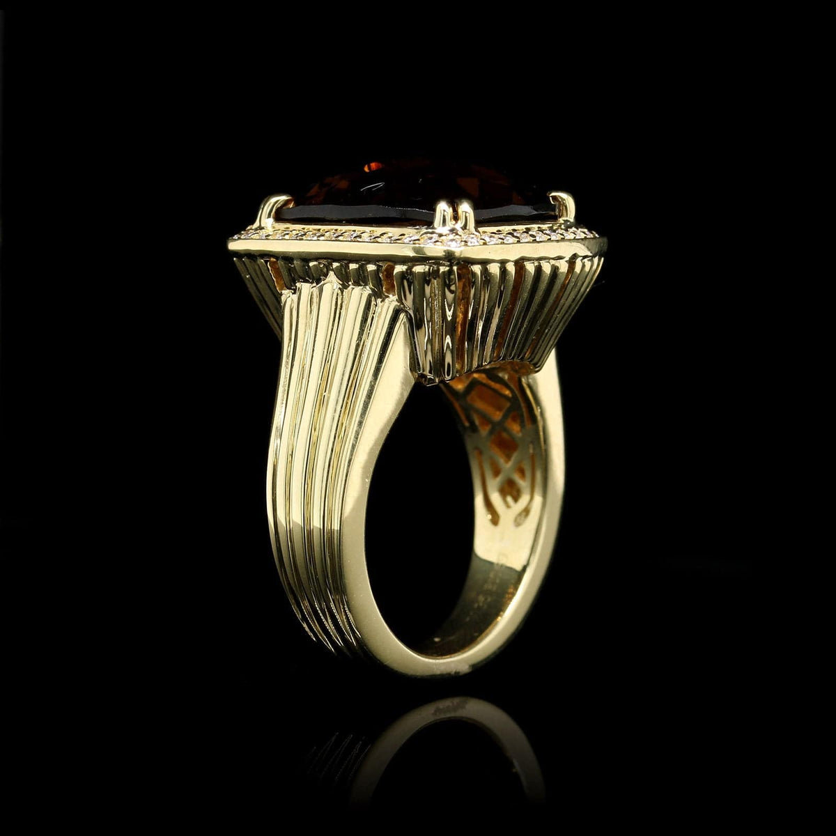 Charles Krypell 18K Yellow Gold Estate Smoky Quartz and Diamond