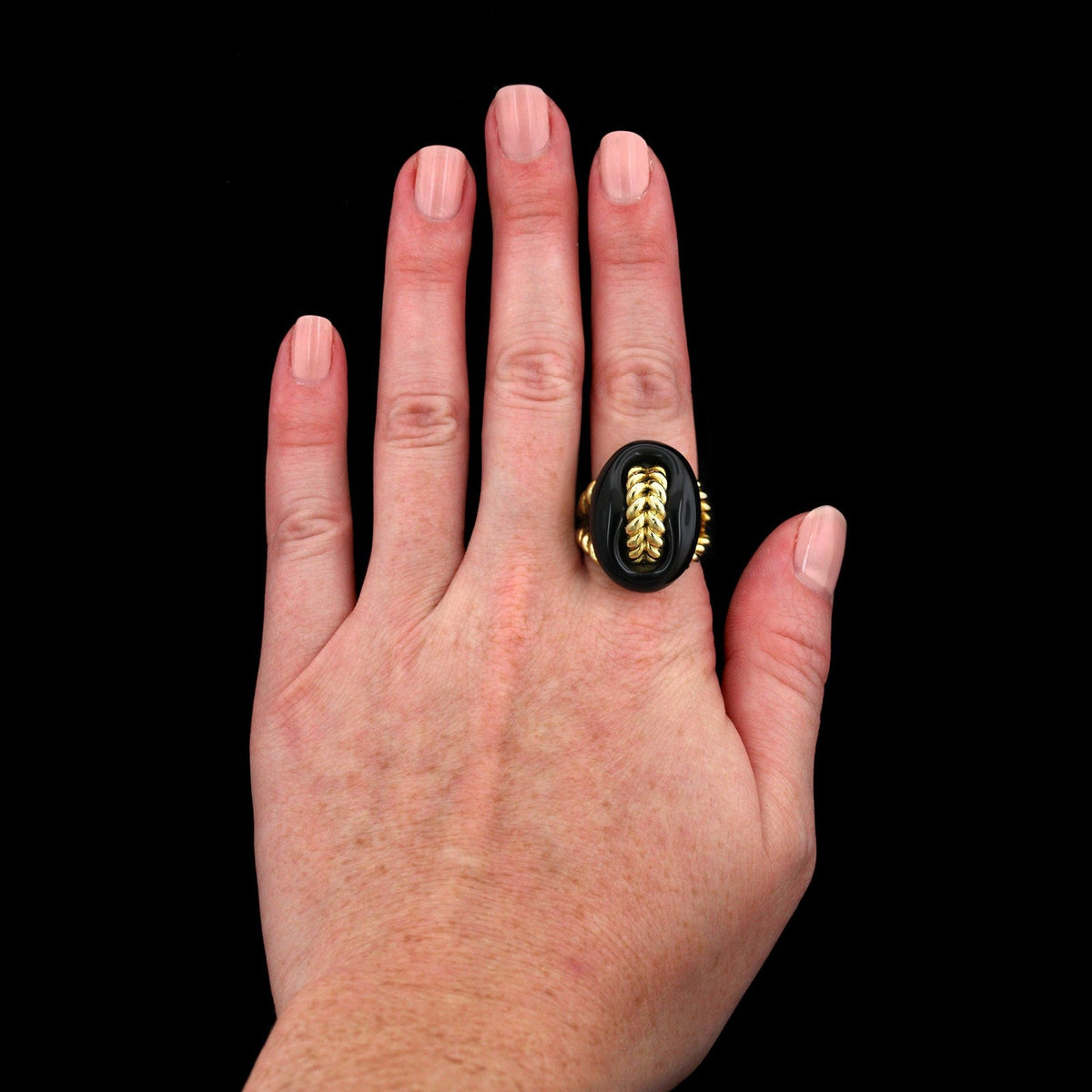 14K Yellow Gold Estate Black Onyx Ring