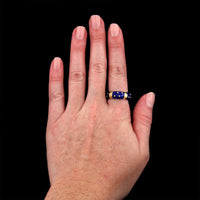 Hildalgo 18K Yellow Gold Estate Blue Enamel Ring