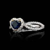 18K White Gold Estate Sapphire and Diamond Ring