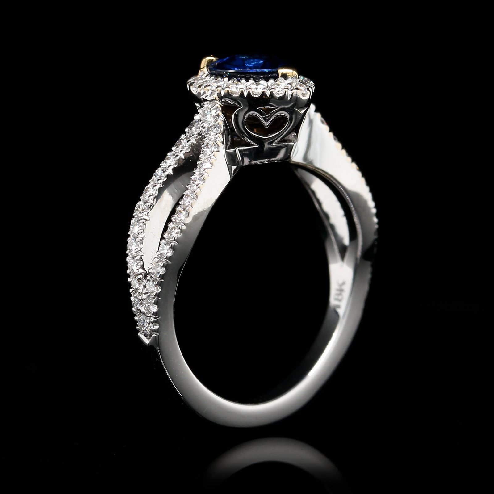 18K White Gold Estate Sapphire and Diamond Ring