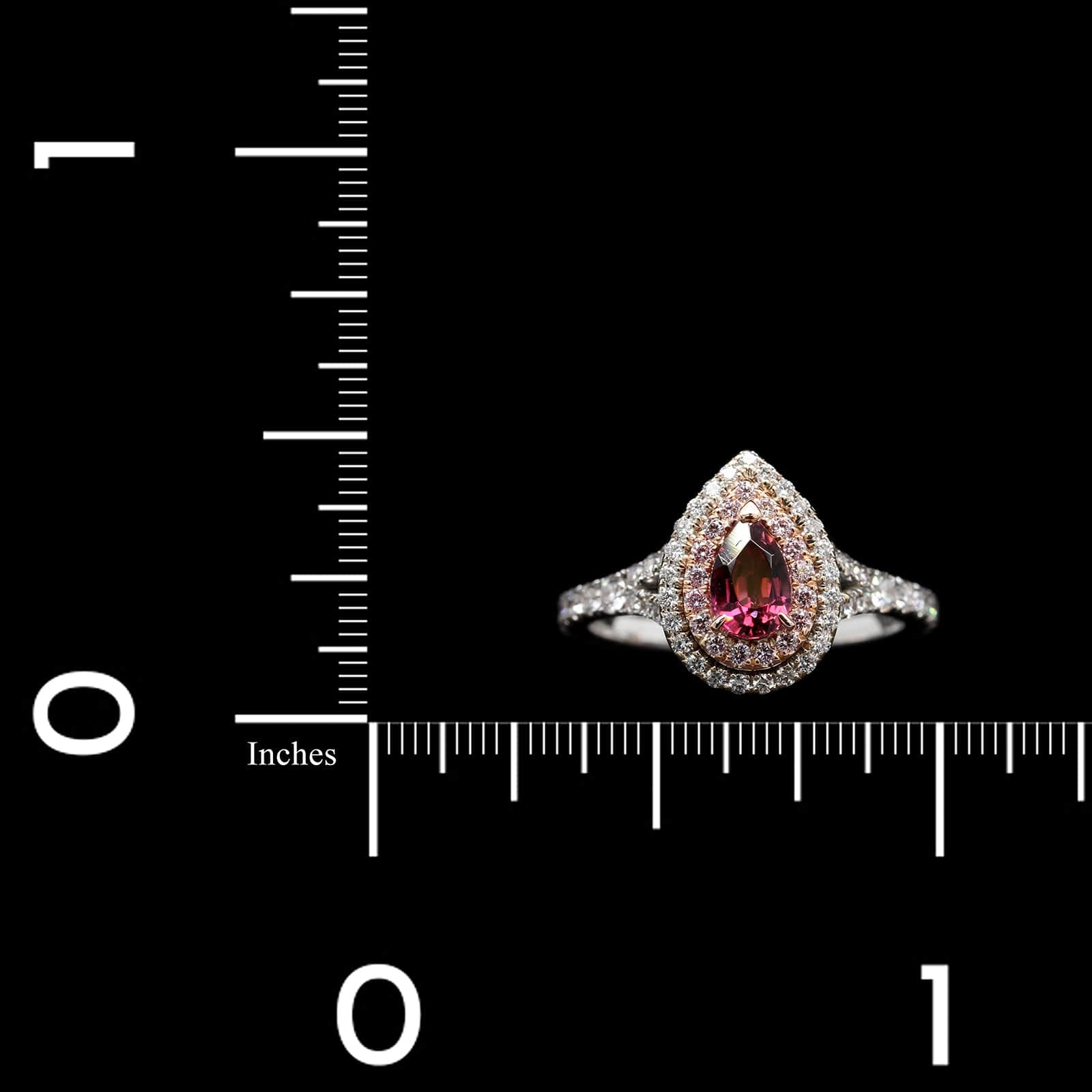 18K White Gold Estate Pink Tourmaline and Diamond Ring