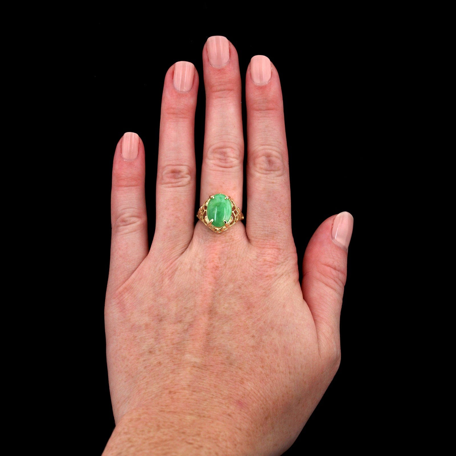 14K Yellow Gold Estate Jadeite Ring