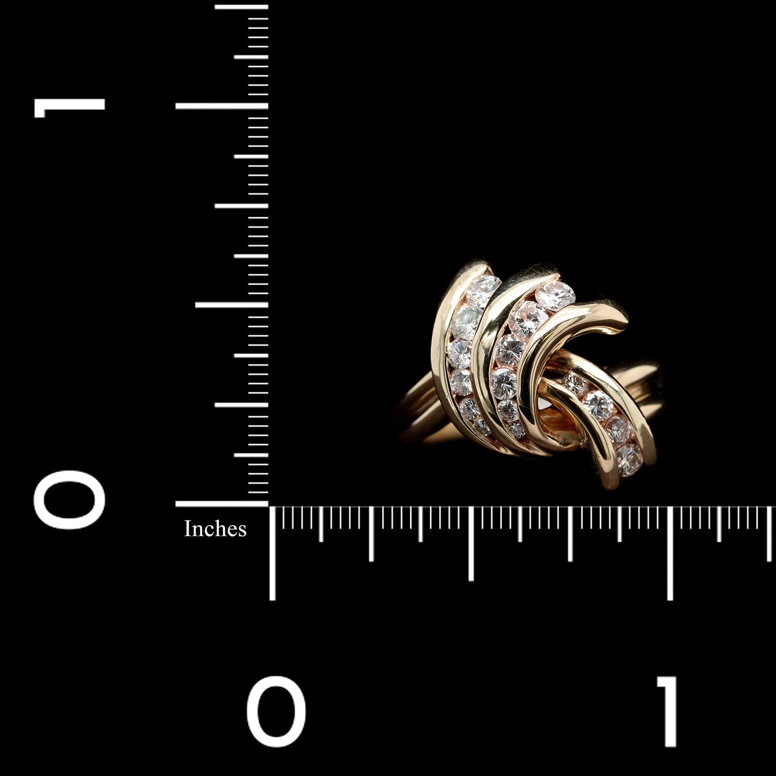 14K Yellow Gold Estate Diamond Swirl Ring