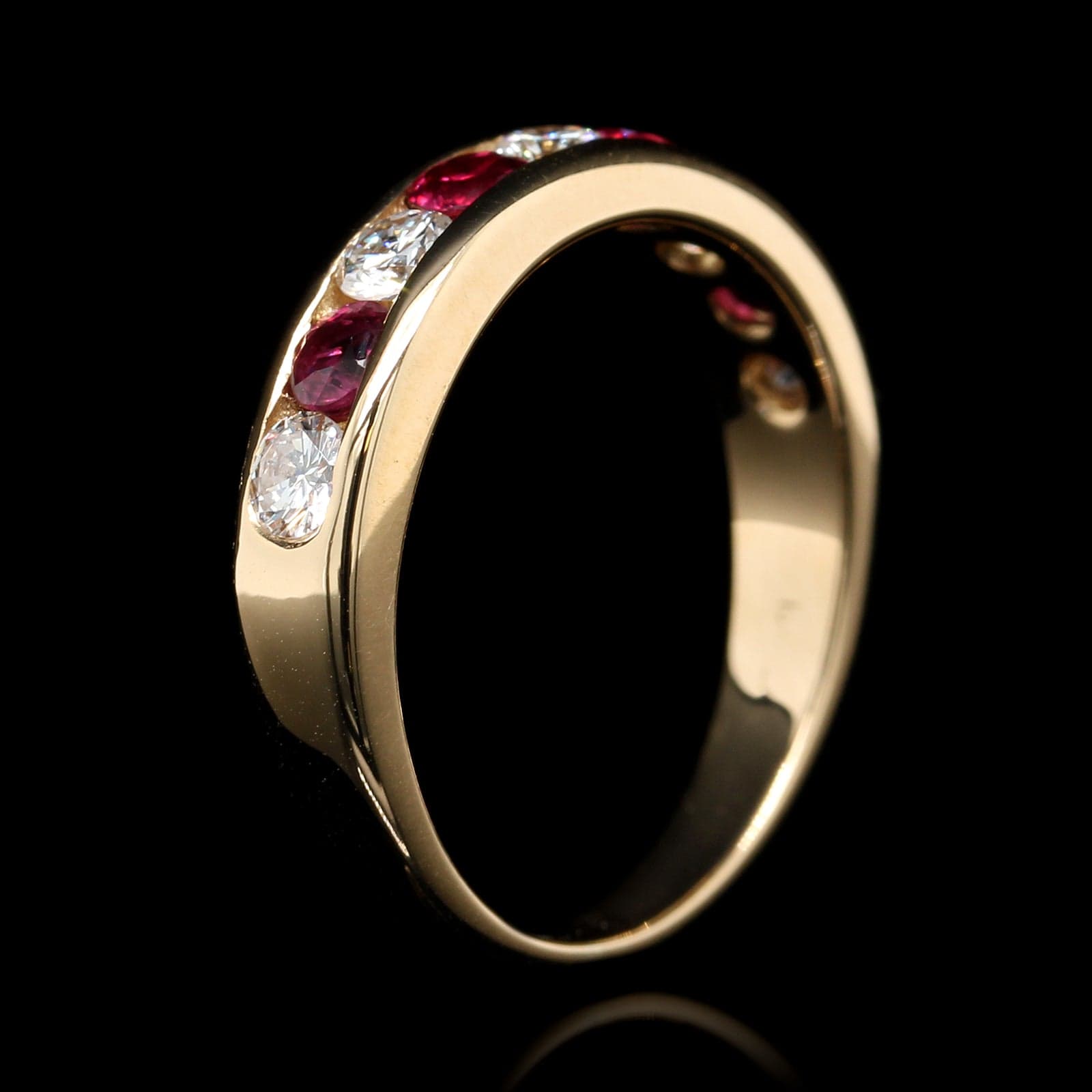 18K Yellow Gold Estate Ruby and Diamond Band