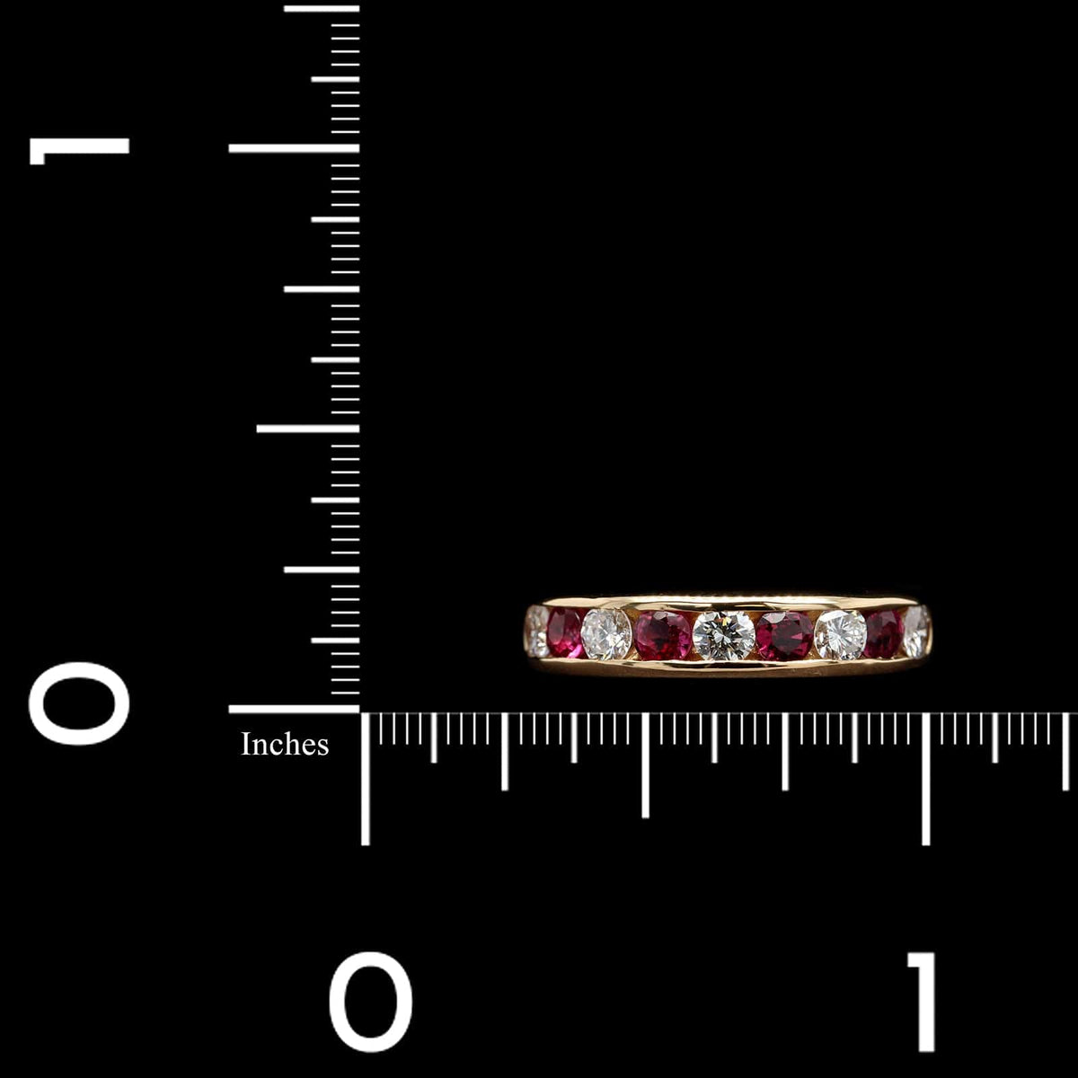 18K Yellow Gold Estate Ruby and Diamond Band