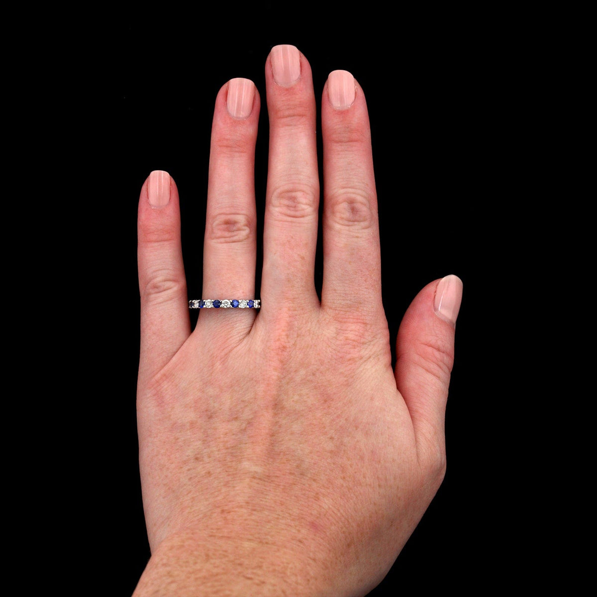 Platinum Sapphire and Diamond Eternity Band