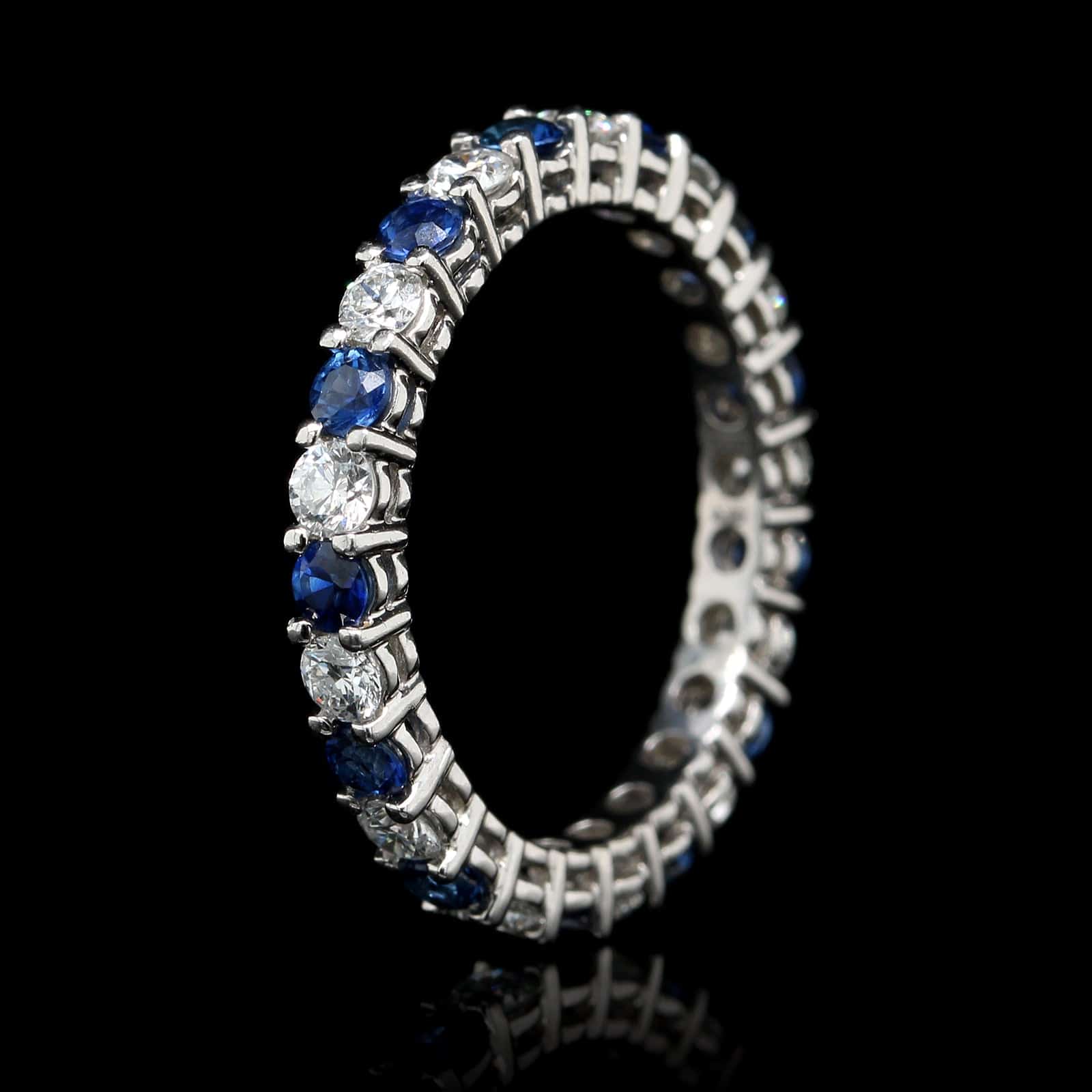 Platinum Sapphire and Diamond Eternity Band