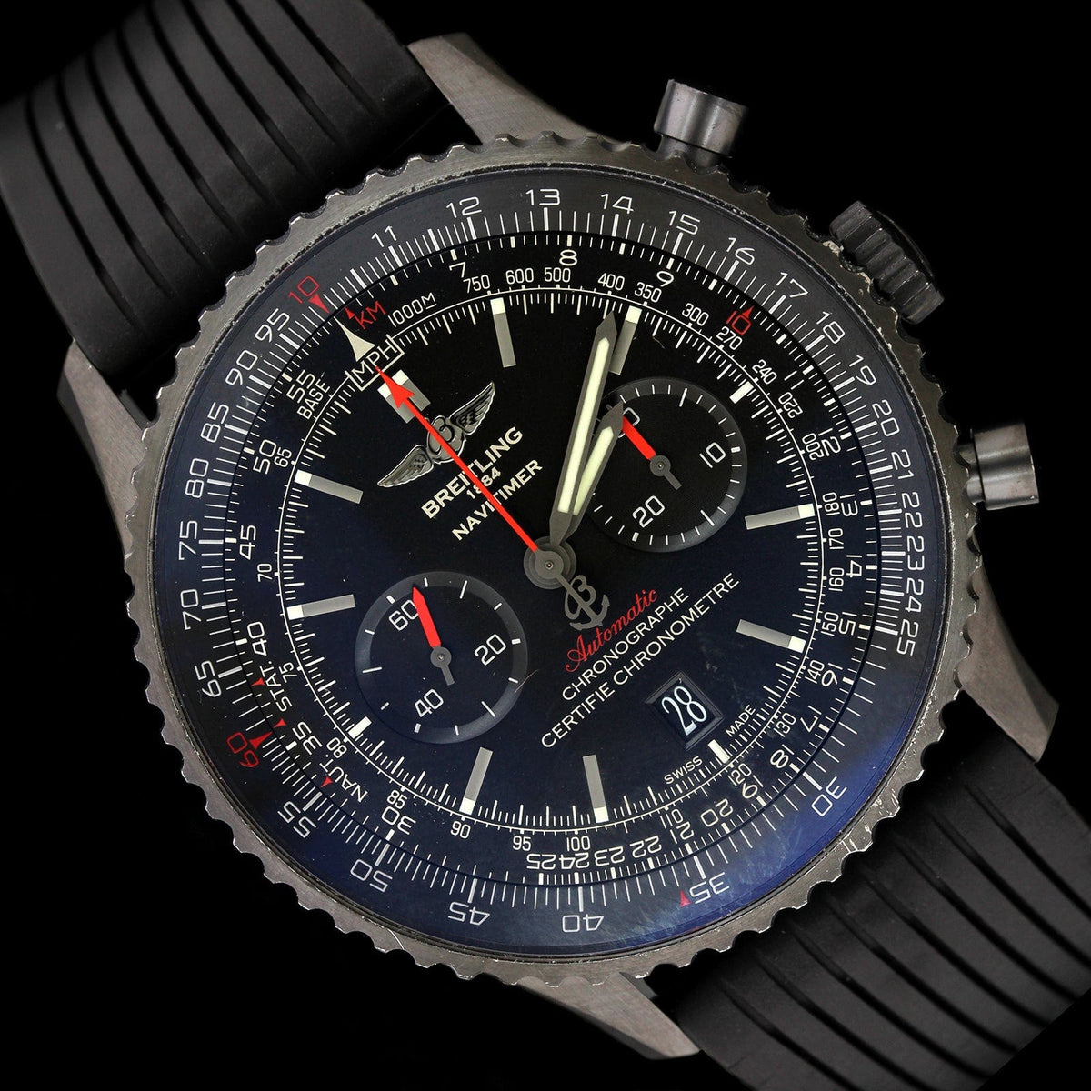 Breitling Black Steel Navitimer 01 Estate Wristwatch