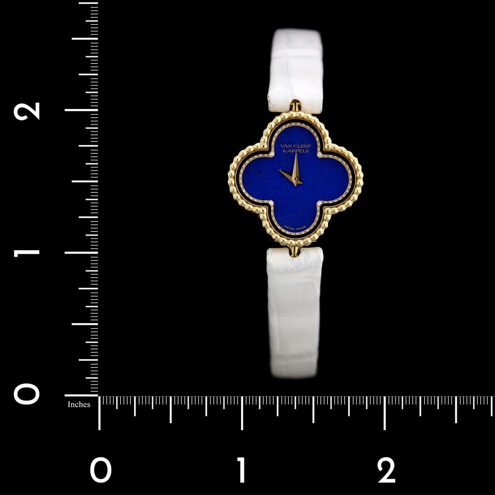 Van Cleef & Arpels 18K Yellow Gold Pre-Owned Lapis and Diamond Sweet Alhambra Watch