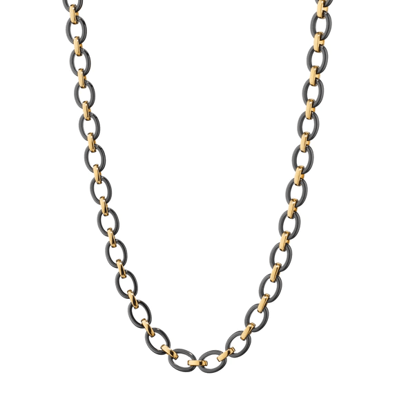 18K Yellow Gold and Black Ceramic Link Chain