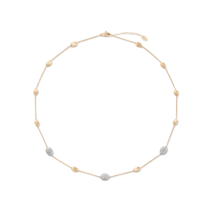 Marco Bicego Siviglia 18K Yellow Gold Bead and Diamond Station Necklace