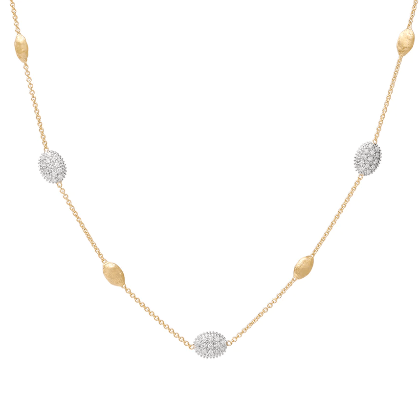 Marco Bicego Siviglia 18K Yellow Gold Bead and Diamond Station Necklace