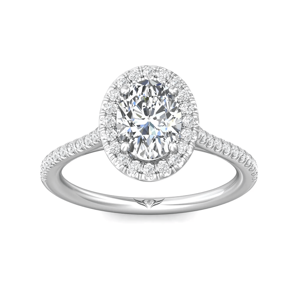 Platinum Oval Diamond Halo Engagement Ring