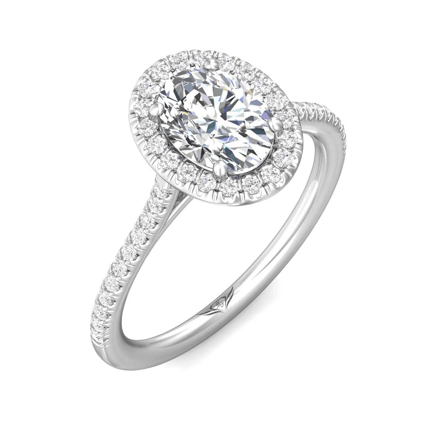 Platinum Oval Diamond Halo Engagement Ring