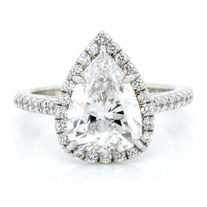 Platinum Pear Halo Engagement Ring