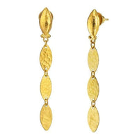 24K Yellow Gold Three Leaves Drop Earrings, Long's Jewelers