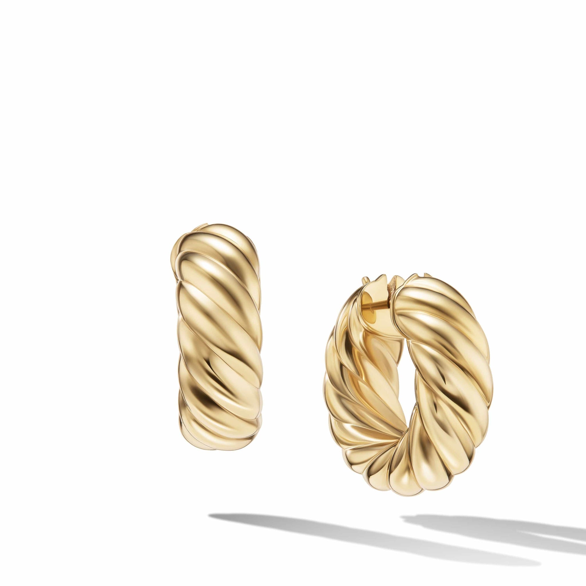 Sculpted Cable Hoop Earrings in 18K Yellow Gold