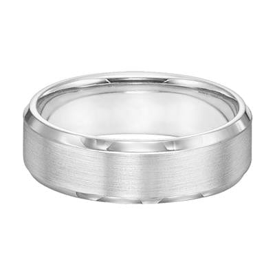 Platinum Satin Center Polished Edges Band, Long's Jewelers