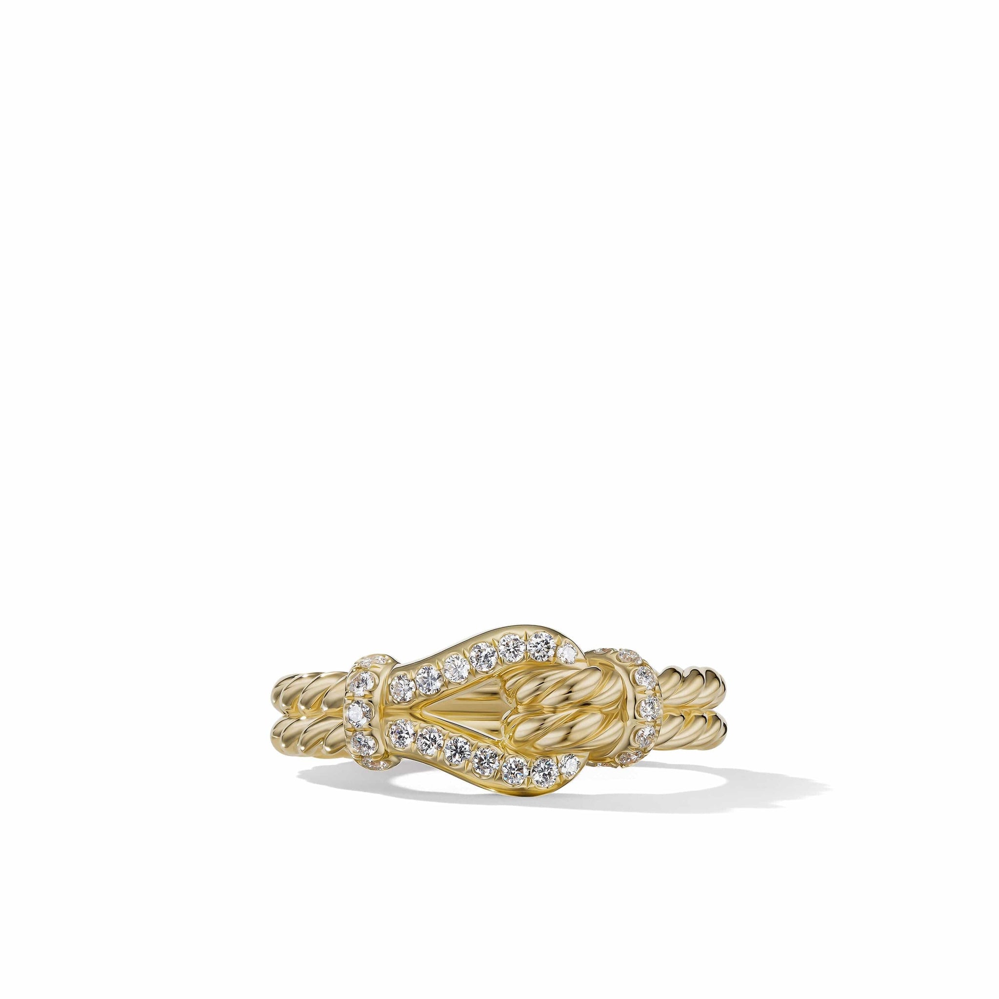 Cable Edge Saddle Ring in Recycled 18K Yellow Gold with Pavé Diamonds