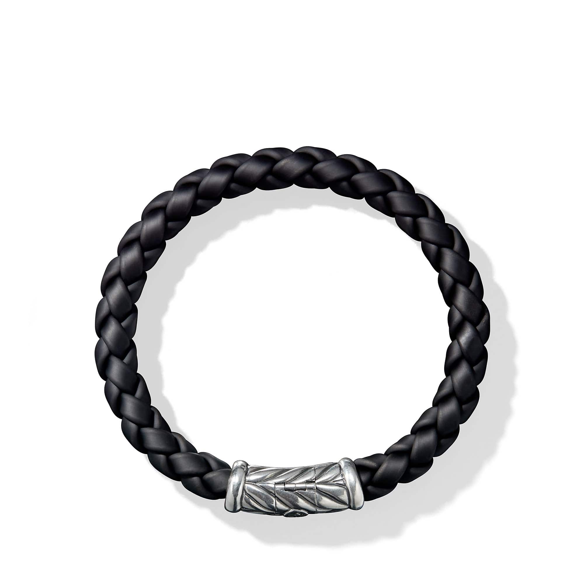 Chevron Rubber Weave Bracelet in Black, Long's Jewelers