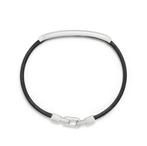 Pavé Leather ID Bracelet with Black Diamonds