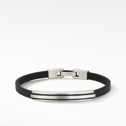 Deco Black Leather ID Bracelet