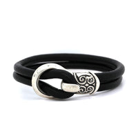 Artisan Sterling Silver Double Strand Leather Bracelet