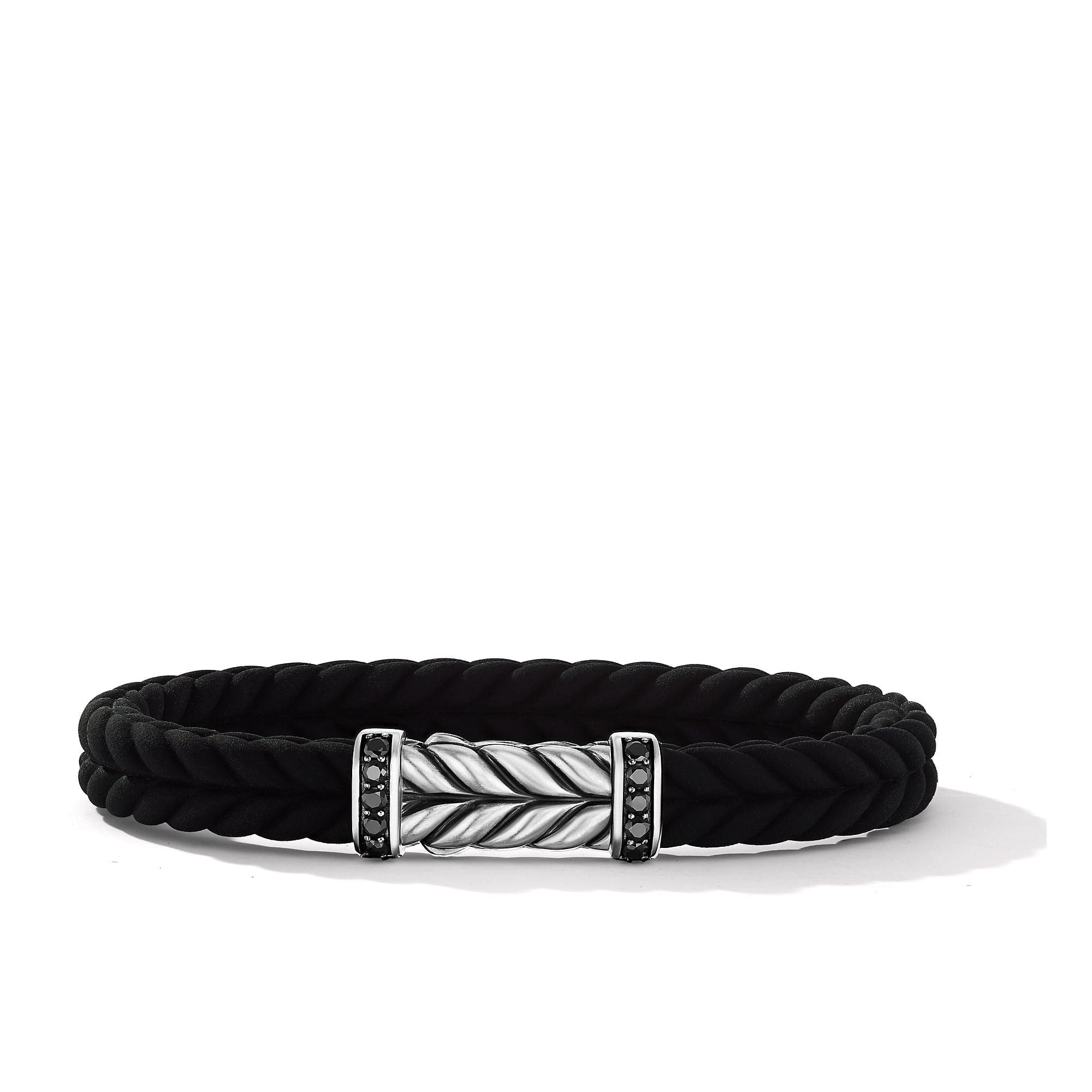 Chevron Black Rubber Bracelet with Pavé Black Diamonds, Long's Jewelers