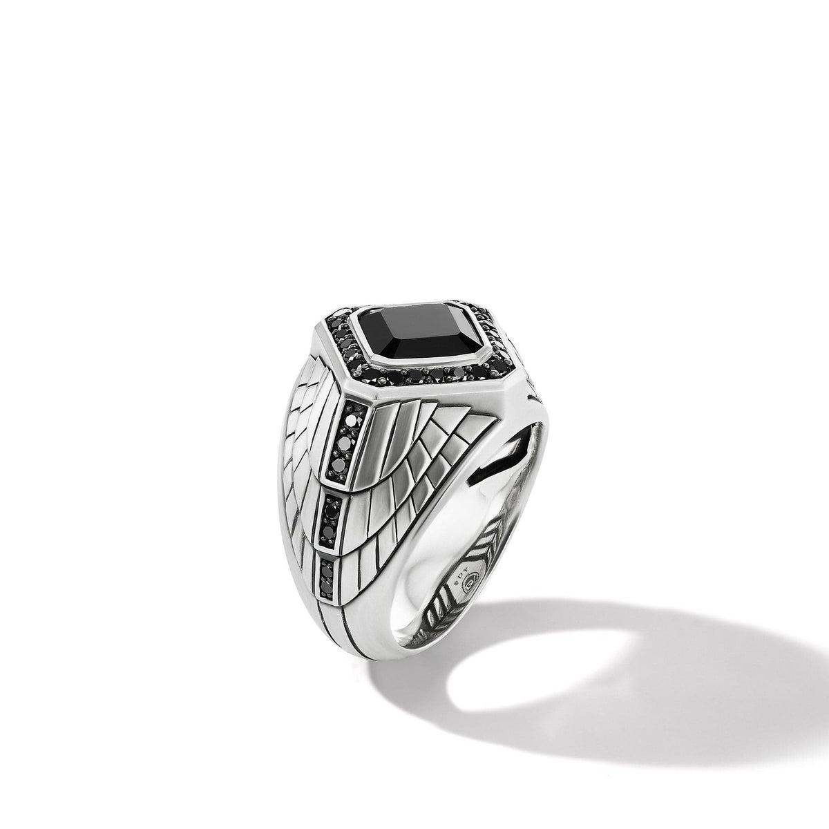 EMPIRE SIGNET RING WITH BLACK ONYX AND PAVÉ BLACK DIAMONDS, Sterling Silver, Long's Jewelers