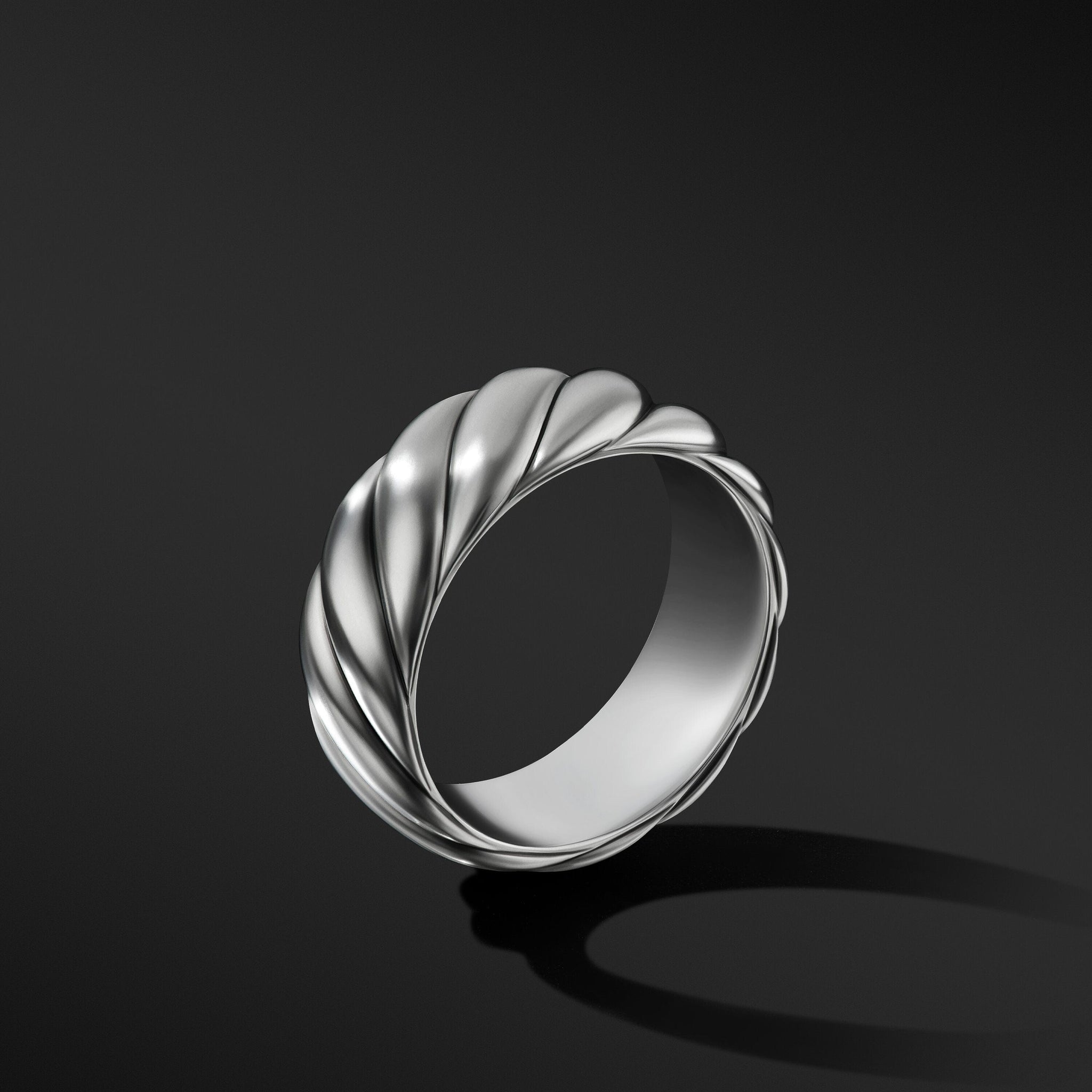 Sculpted Cable Contour Band Ring in Sterling Silver