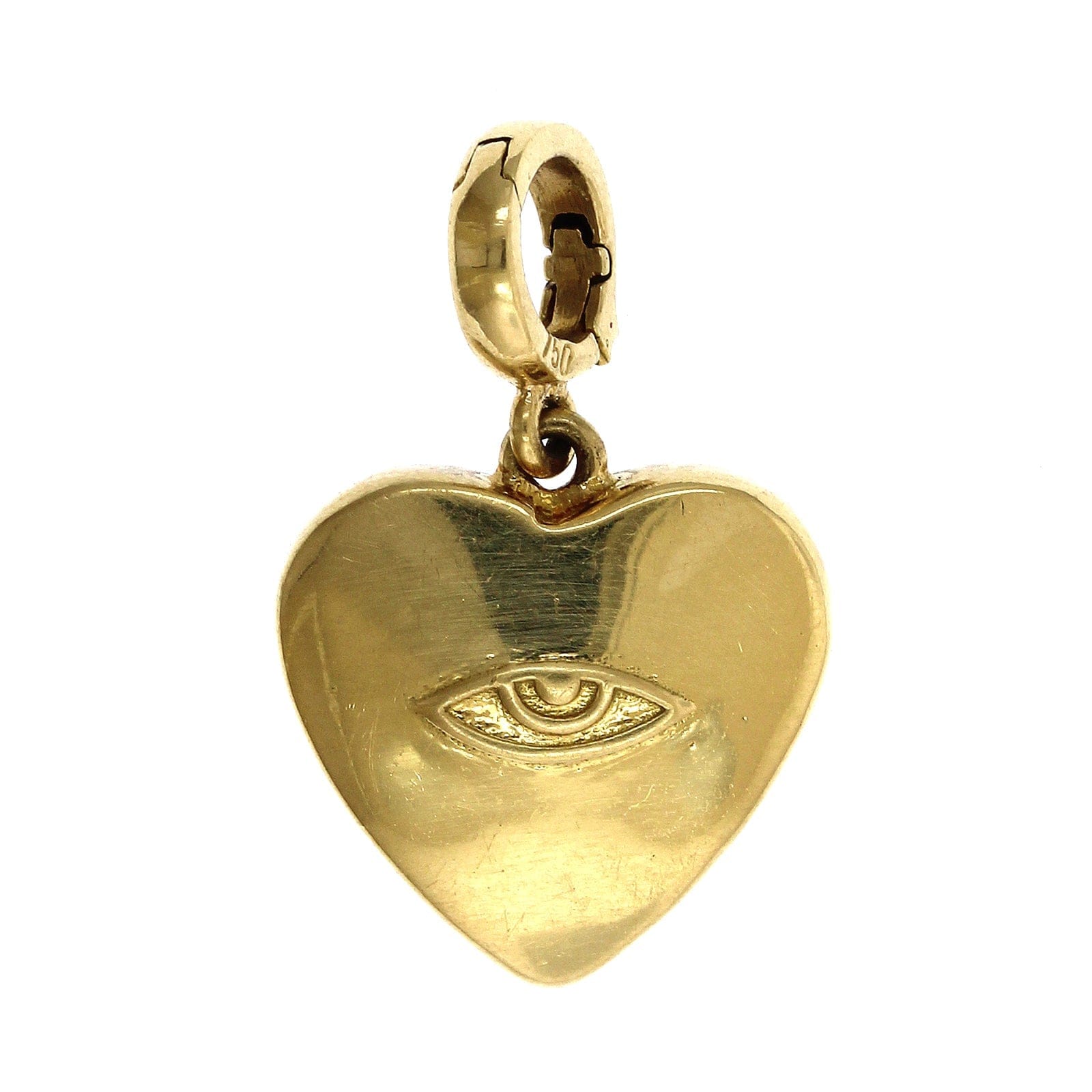 18K Yellow Gold Evil Eye Heart Charm, 18k yellow gold, Long's Jewelers