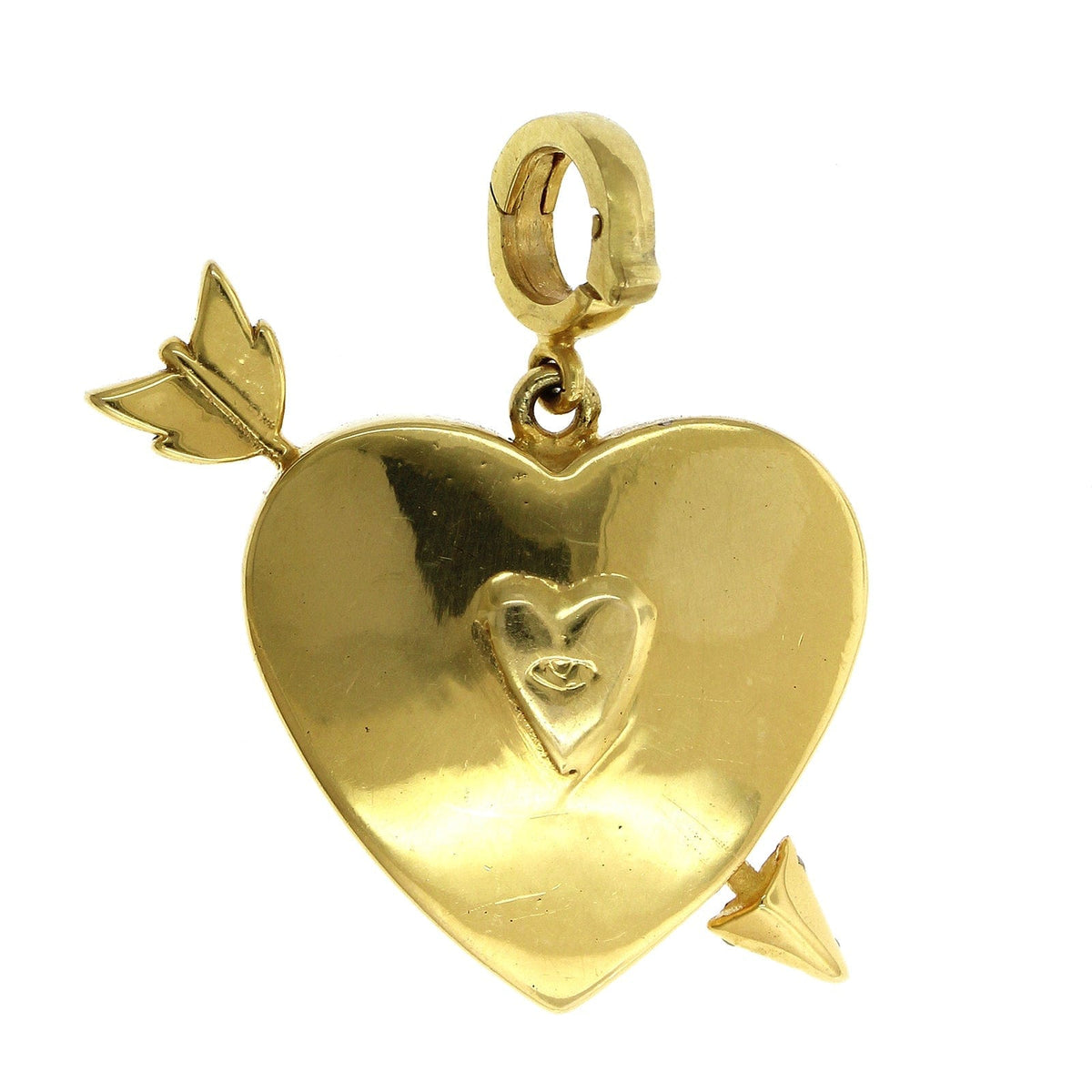 14K Yellow Gold Globe Heart Diamond Arrow Charm, 14k yellow gold, Long's Jewelers