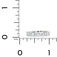 Platinum Square Emerald Cut Diamond Channel Set Band