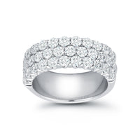 18K White Gold 3 Row Diamond Band