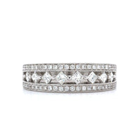 18K White Gold 3 Row Diamond Band