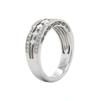 18K White Gold 3 Row Diamond Band