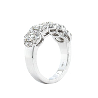 18K White Gold 5 Stone Halo Diamond Band