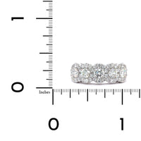 18K White Gold 5 Stone Halo Diamond Band