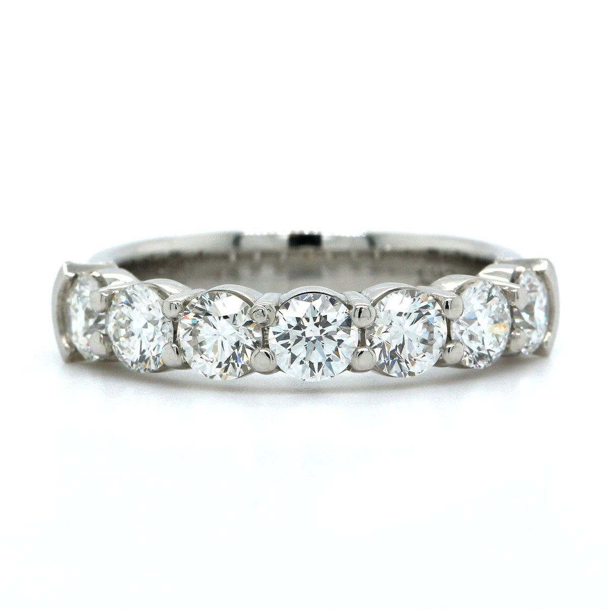 Platinum Shared Prong 7 Stone Diamond Band