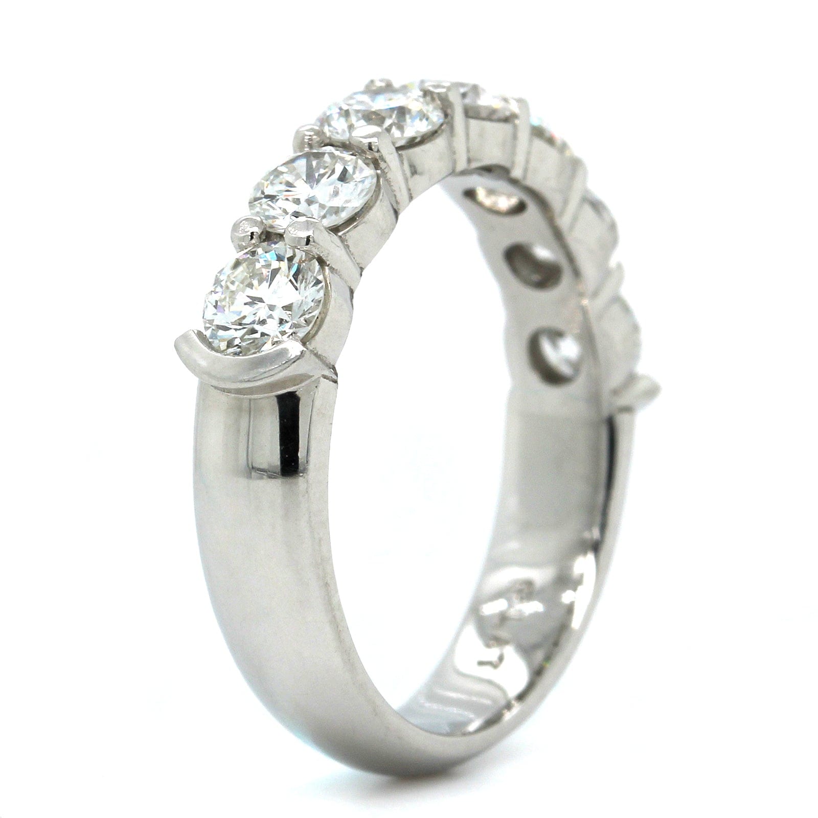 Platinum Shared Prong 7 Stone Diamond Band