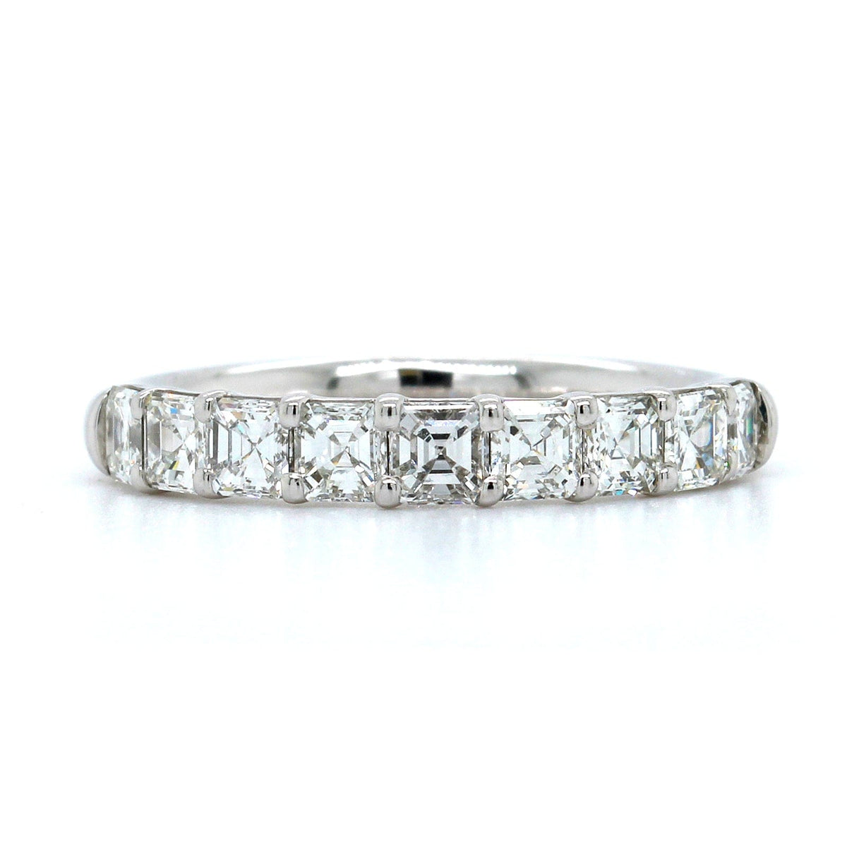 Platinum Square Emerald Cut Diamond Band