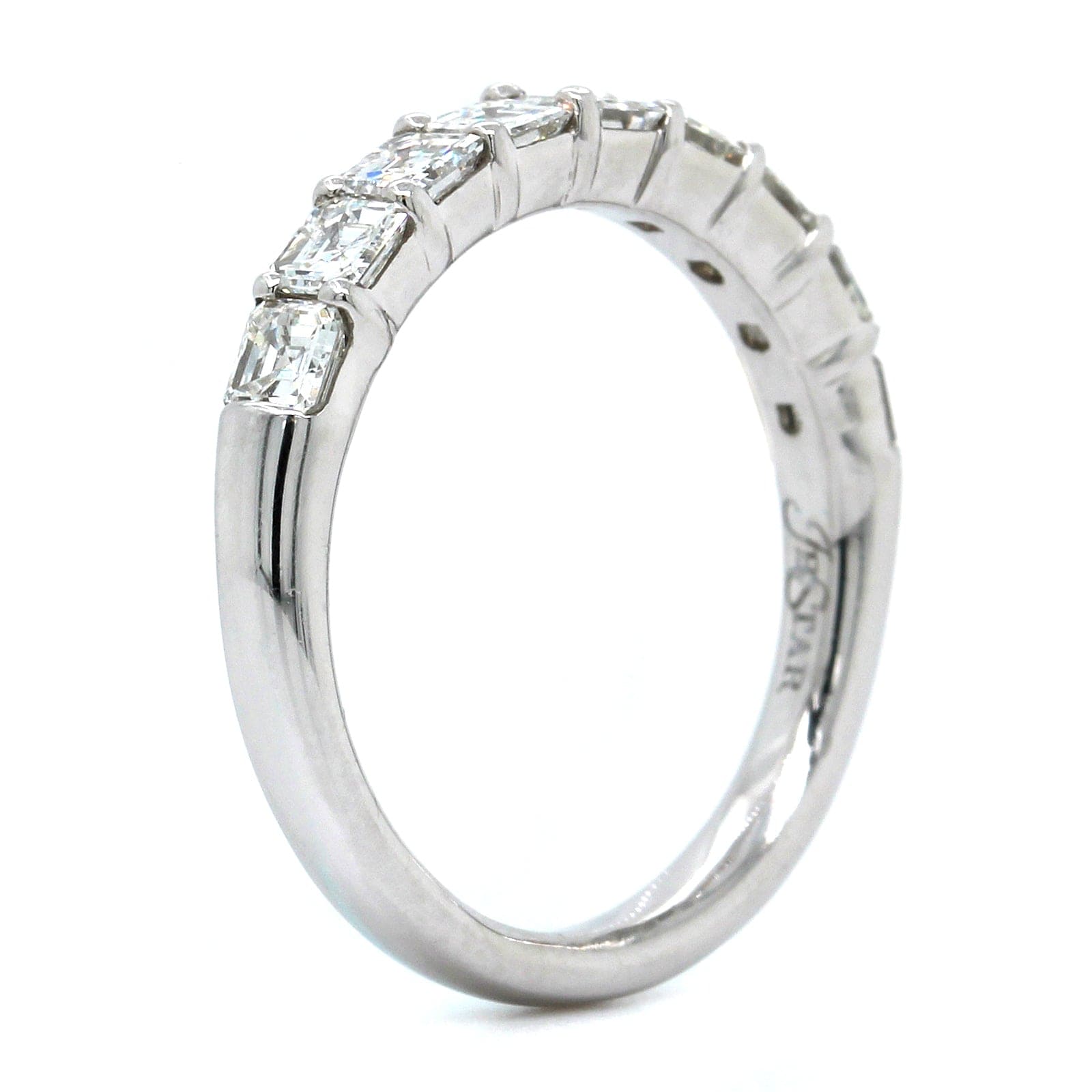 Platinum Square Emerald Cut Diamond Band