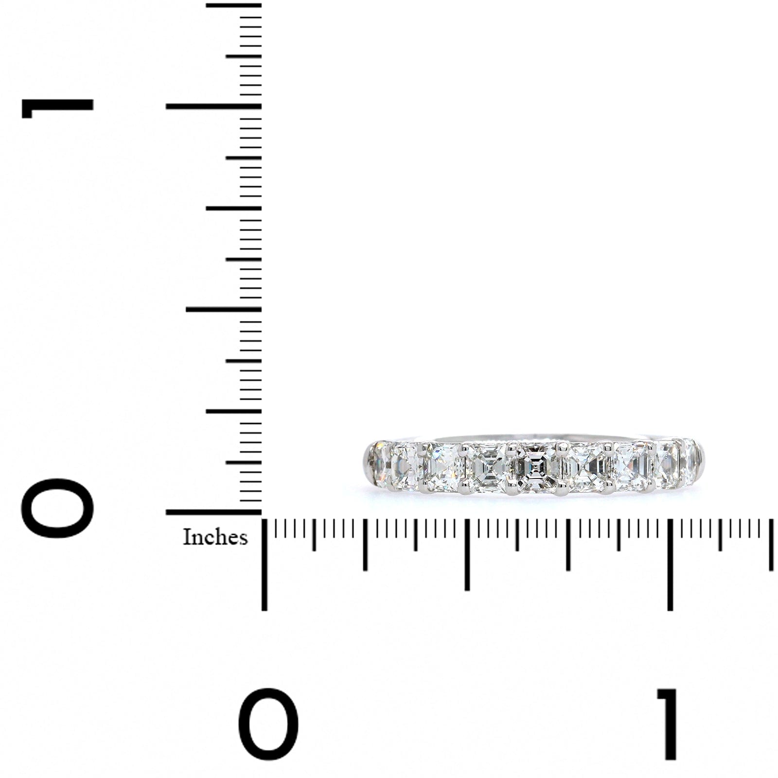 Platinum Square Emerald Cut Diamond Band