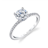 18K White Gold 4 Prong Diamond Engagement Ring Setting